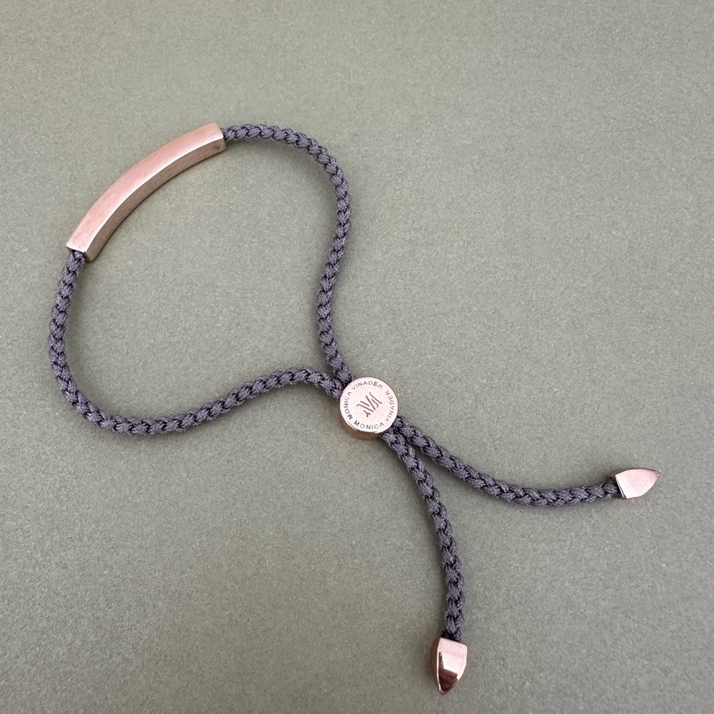 MONICA VINADER Gray and Rose Gold Braided Friendship Bracelet